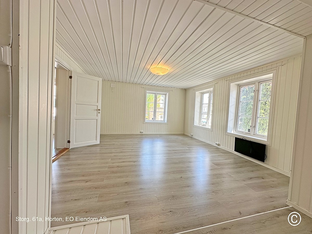 Stor og lys stue med mange vinduer. Galleribilde
