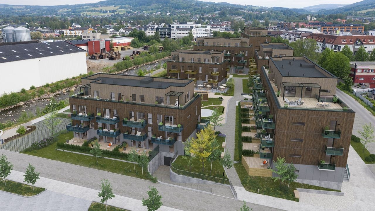 Sentral beliggenhet mellom elva, sentrum, Mjøsa og skogen. Her er det kort gangveg til alle tilbud! Illustrasjon, avvik kan forekomme. Galleribilde