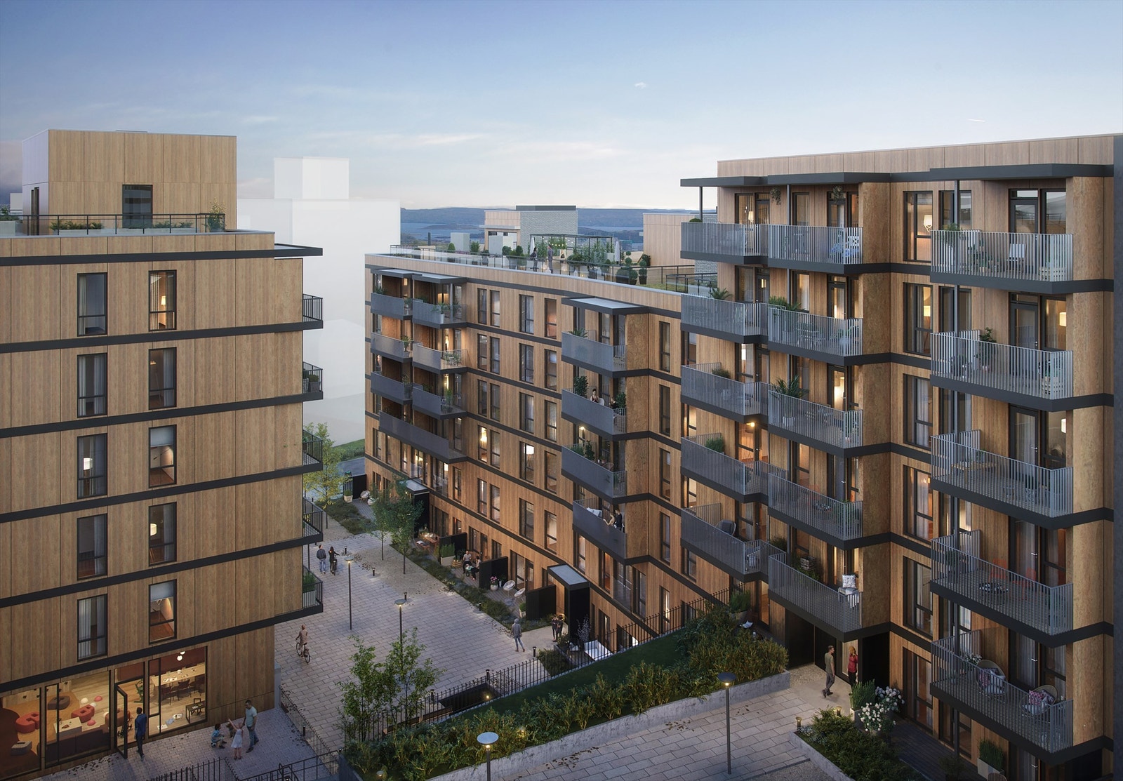 Bygg A ligger i skrånende terreng og har god intern beliggenhet i prosjektet, som består av totalt 5 bygg. Illustrasjonsbilde, avvik kan forekomme. Galleribilde