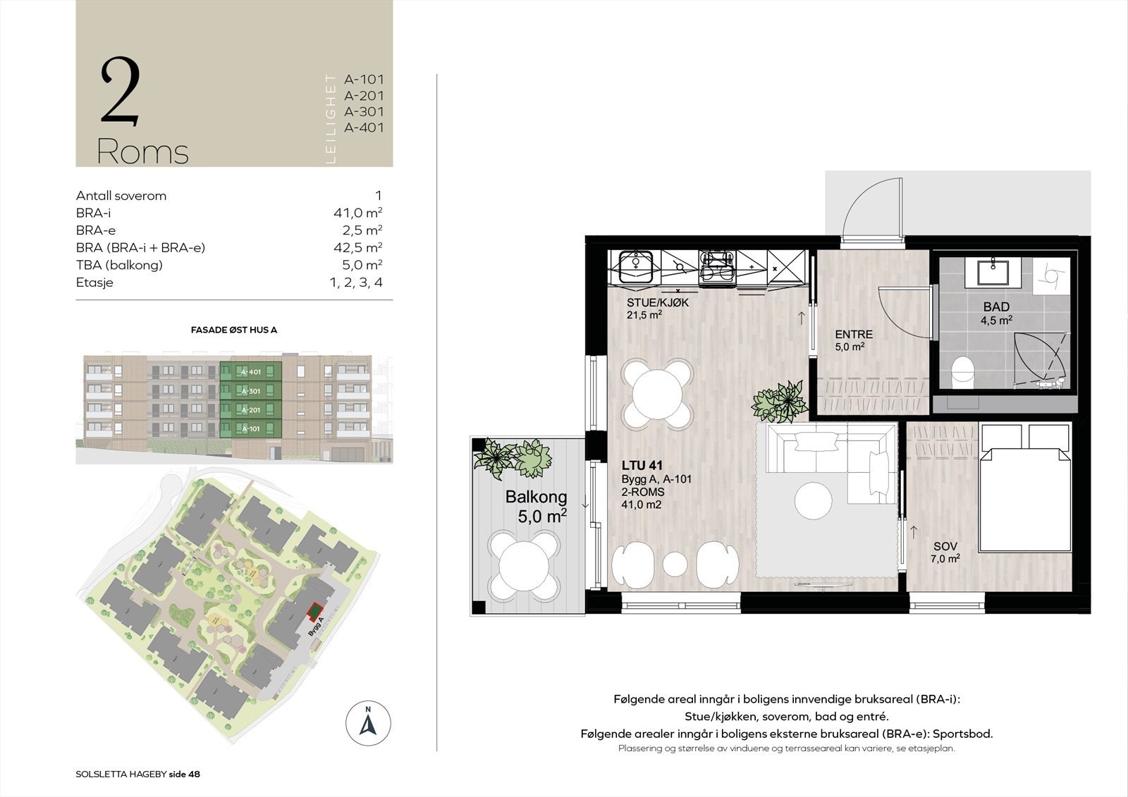 Solsletta Hageby Bygg A A-101 A-201 A-301 A-401 planskisse Galleribilde
