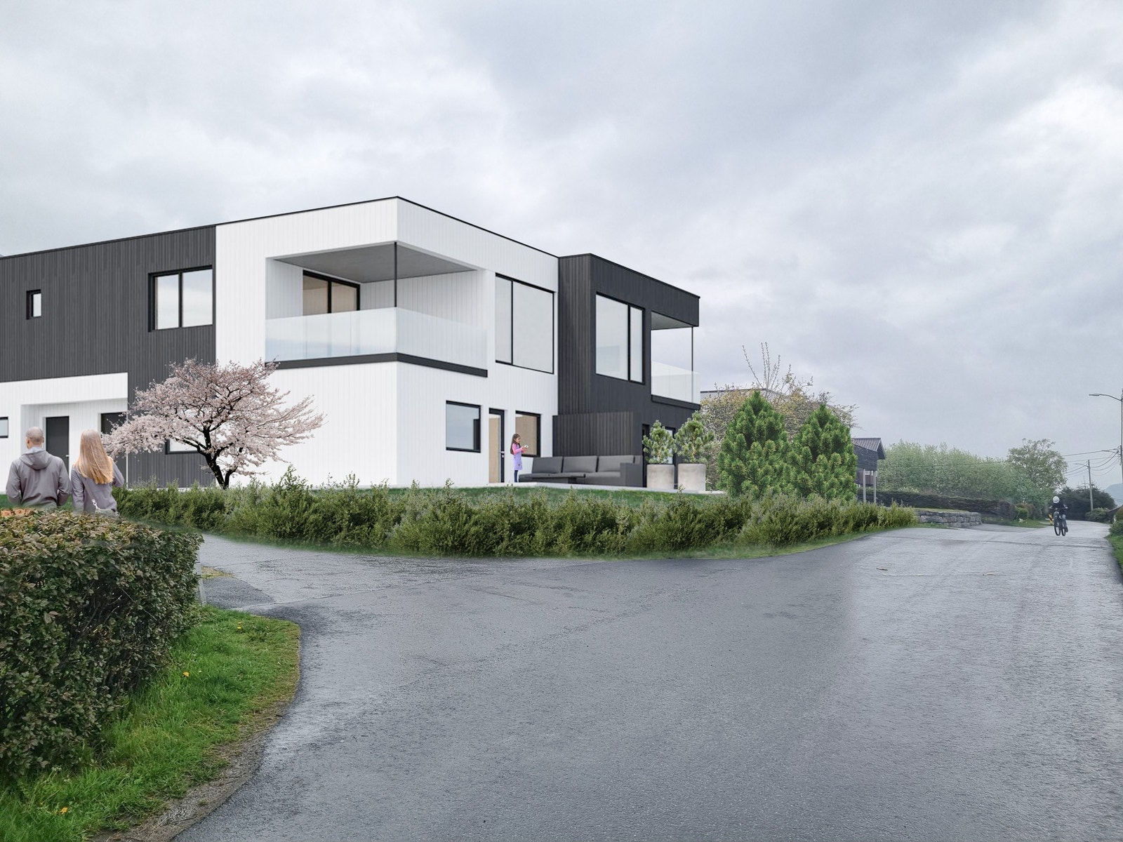 Huset blir fint plassert i gatemiljøet på Trollhaugane Galleribilde