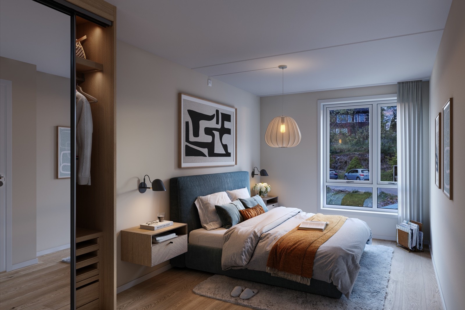 Illustrasjon av soverom for konsept PRIMÆR. Galleribilde