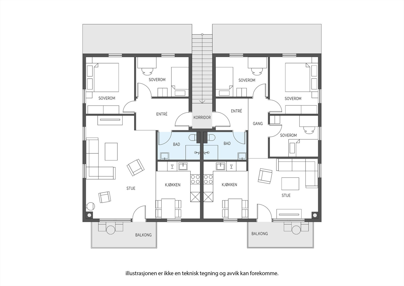 Alternativ plantegning med to soverom - 2.etasje Galleribilde