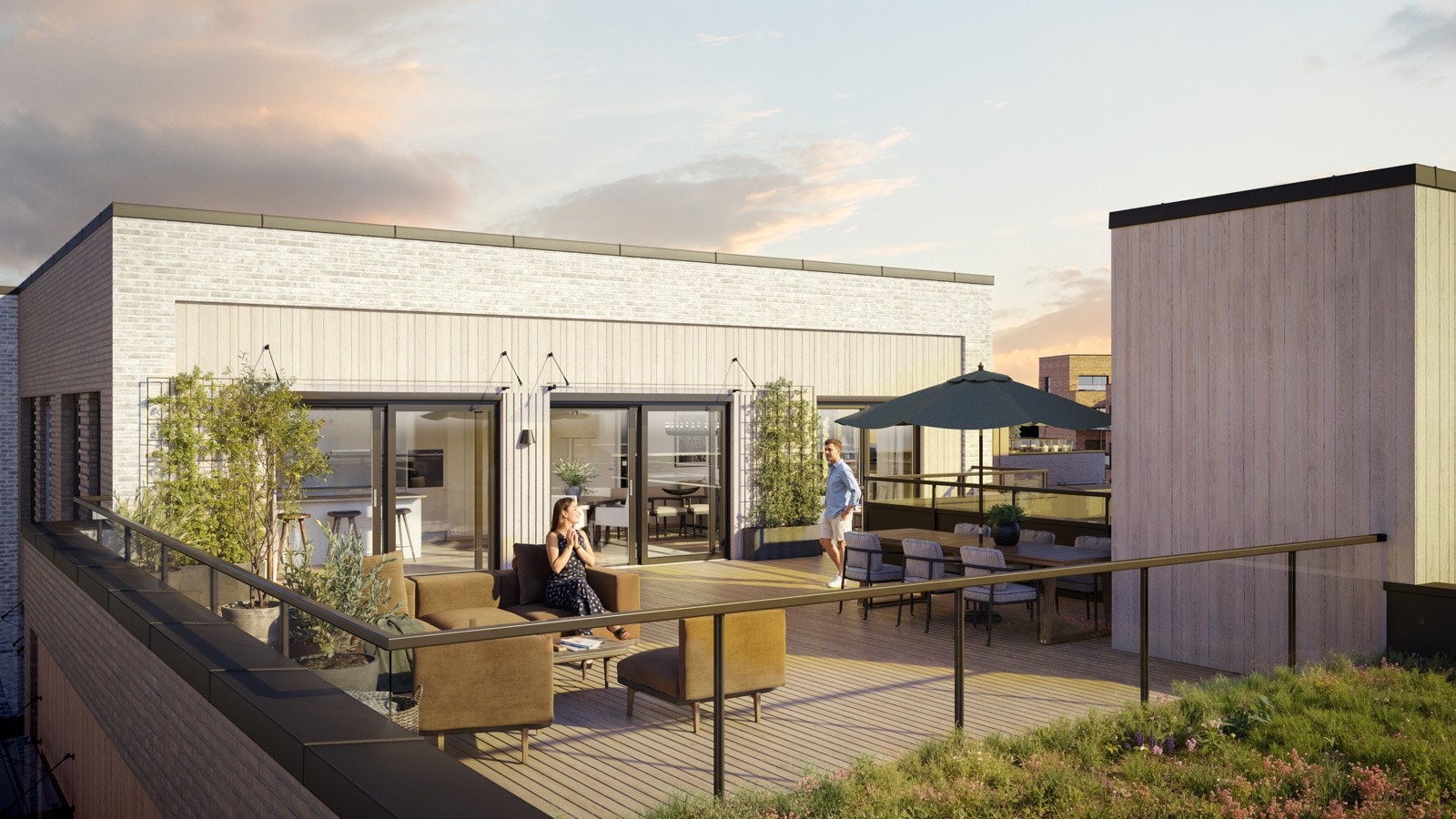 Flere leiligeter med flotte private takterrasser, her fra leilighet 5011 Galleribilde