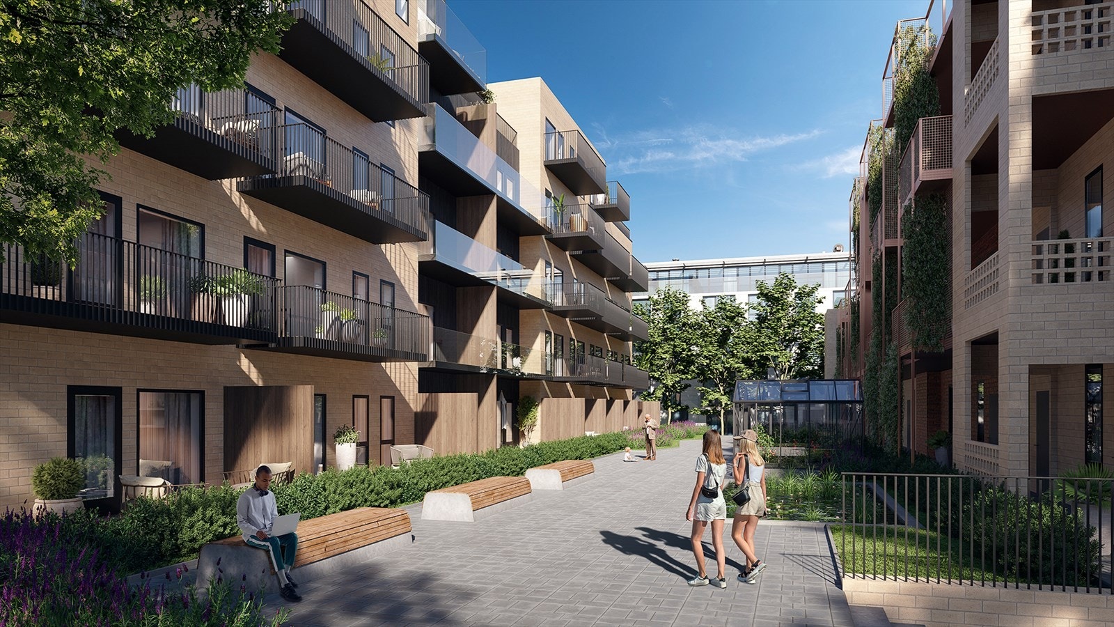 Leiligheten har en flott beliggenhet i bygget, med balkong mot felles grøntområde. To drivhus settes også opp til felles bruk. Galleribilde