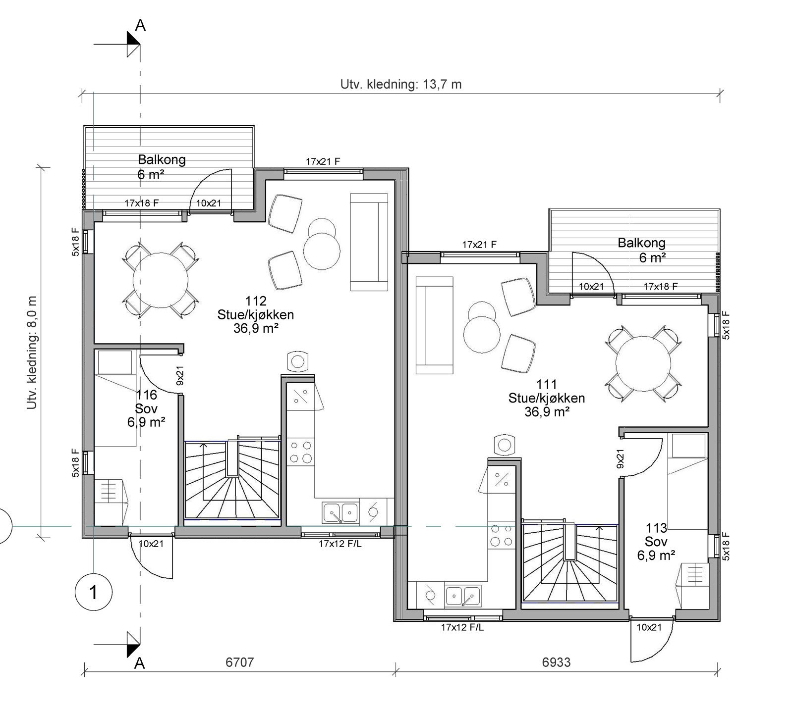 Plantegning 1.etg. Galleribilde