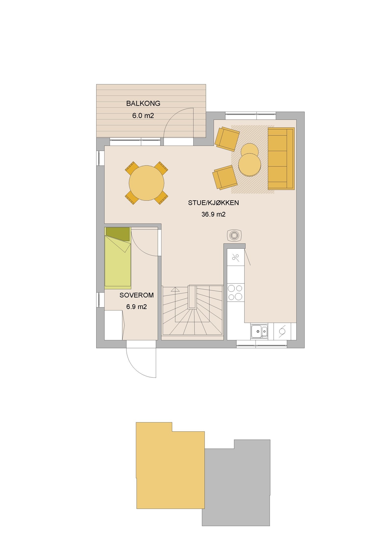 Plantegning 1.etg B Galleribilde