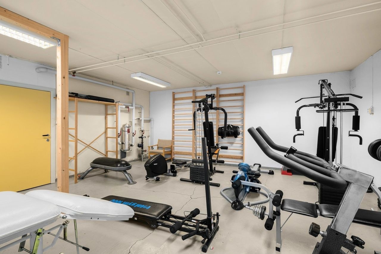 Innredet treningsrom i opprinnelig bod. Galleribilde