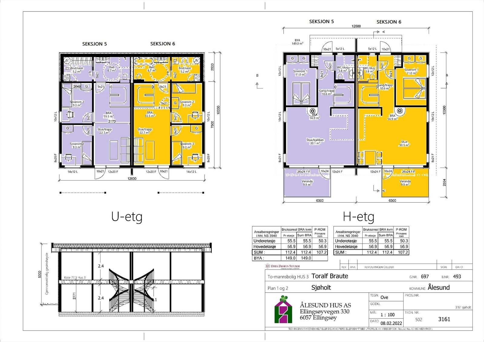 Seksjonering hus 3 Galleribilde