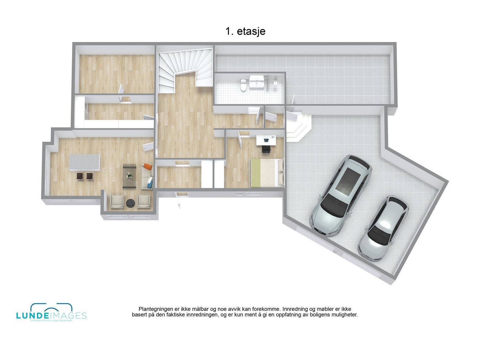 Plantegning 1. etasje 3D - ikke målbar Galleribilde