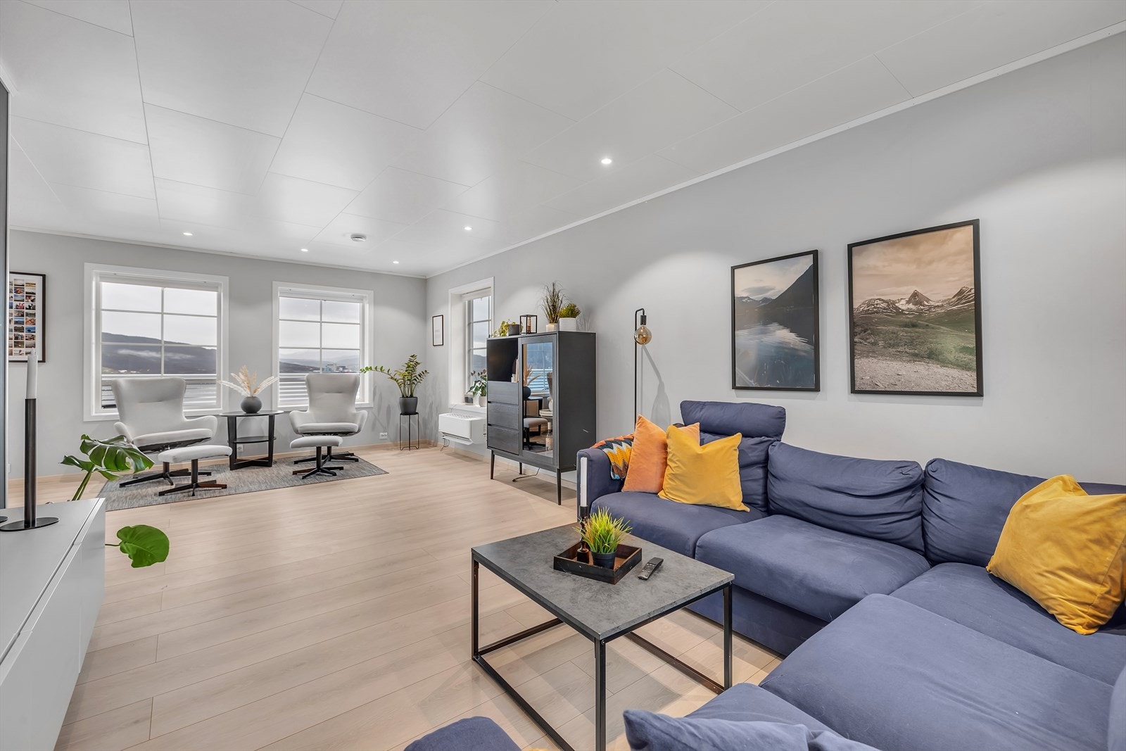 De sørvendte vinduene gir et fint lysinnslipp i rommet Galleribilde