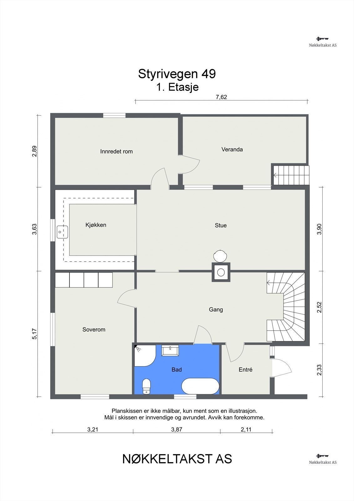 Vi begynner med å ta en titt på planløsningen i førsteetasje. Galleribilde