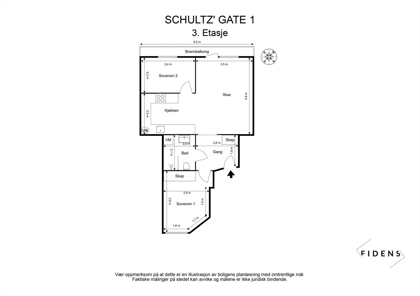 Målsatt plantegning Galleribilde
