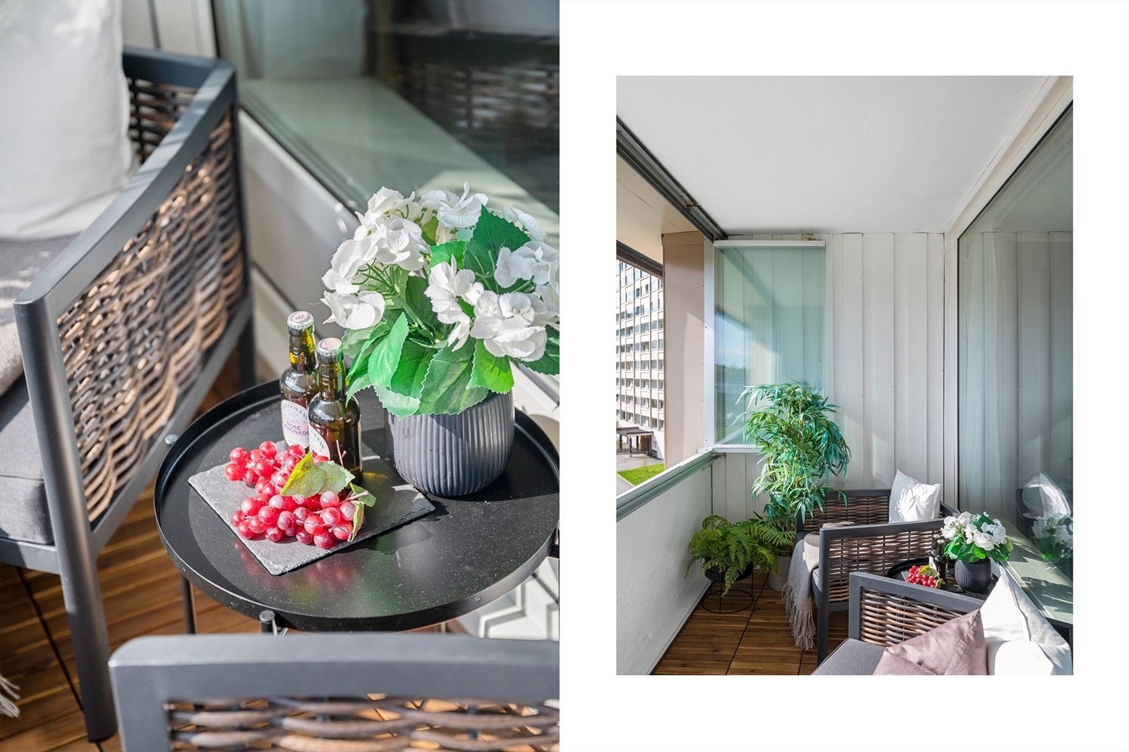 - Det at balkongen er innglasset gjør bruksmulighetene betraktelig større, og den kan nytes uansett vær og vind - Galleribilde