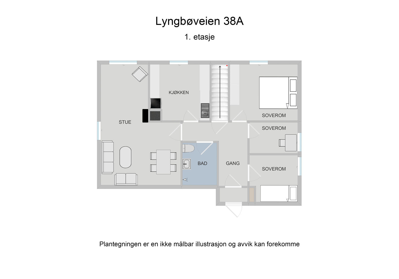 Plantegning 1. etasje - Lyngbøveien 38A Galleribilde