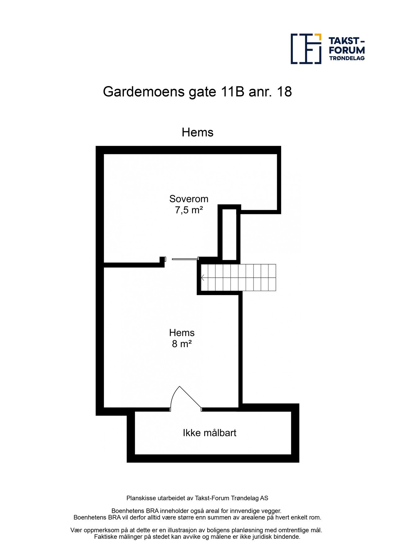 Planskisse med areal hems. Galleribilde