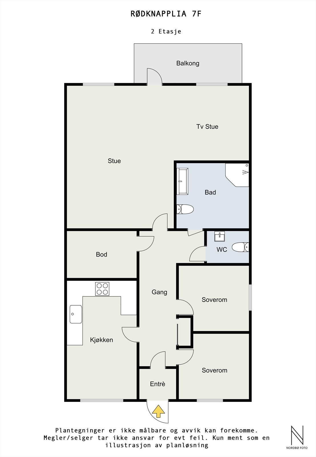 Plantegning slik leiligheten er i dag. Galleribilde