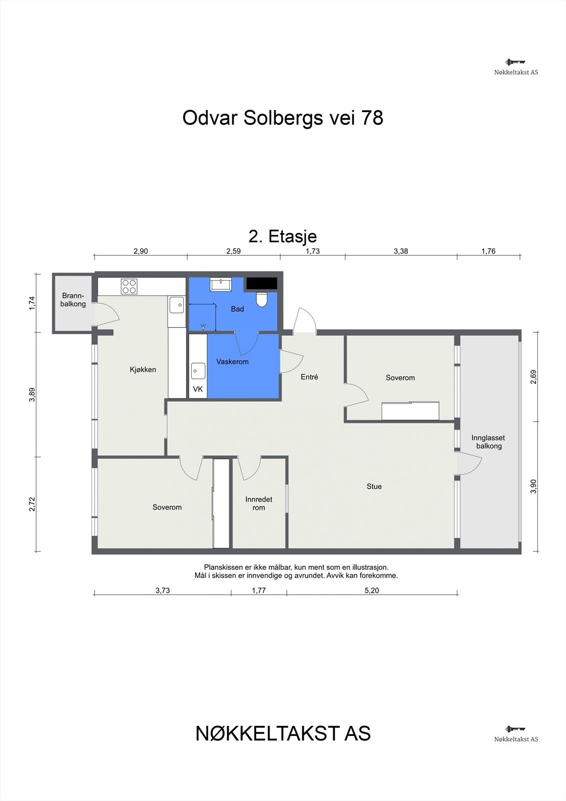 Plantegning med mål. Galleribilde