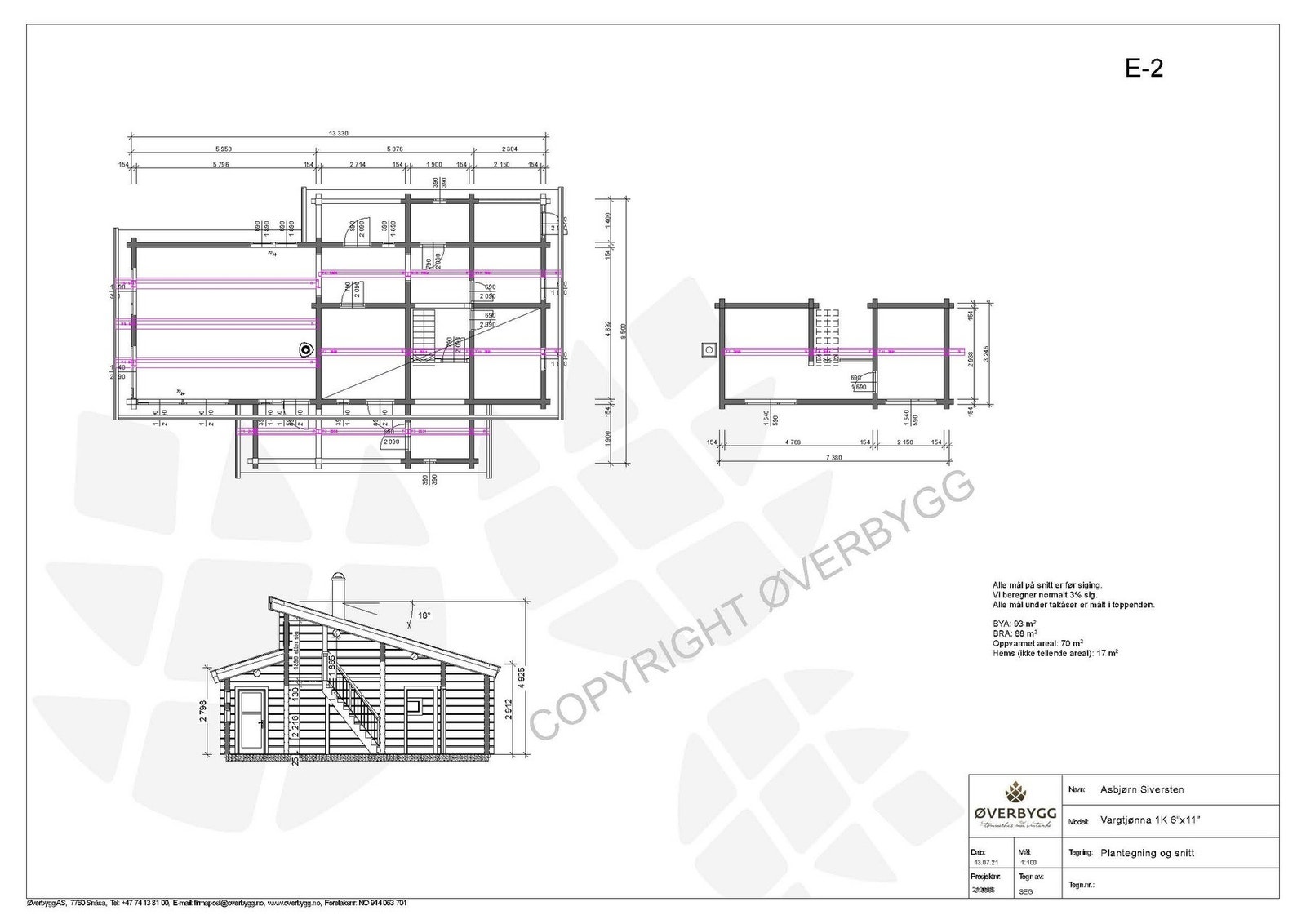 Plantegning og snitt Vargtjønna Galleribilde