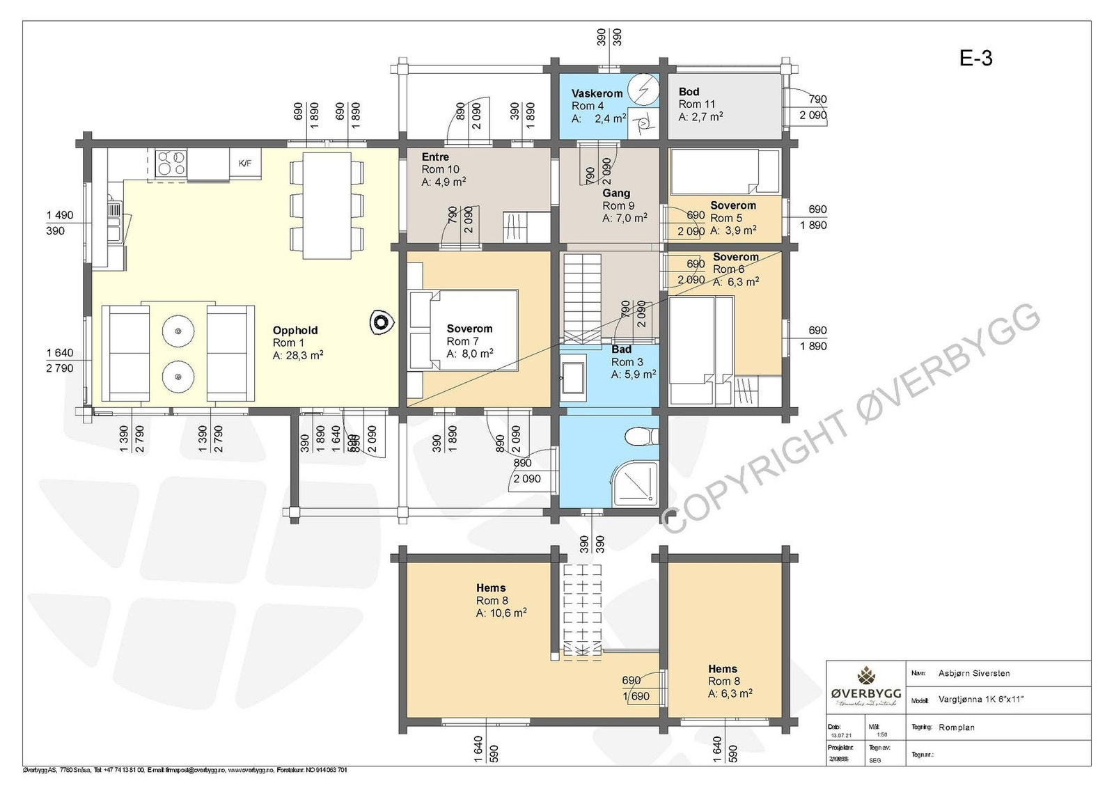 Plantegning hovedplan og hems Vargtjønna Galleribilde
