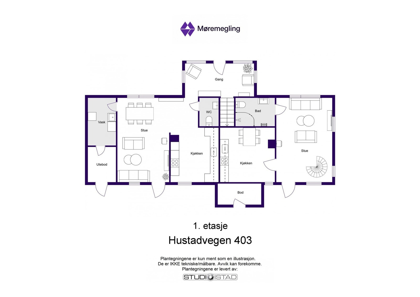 Plantegning 1. etasje Galleribilde