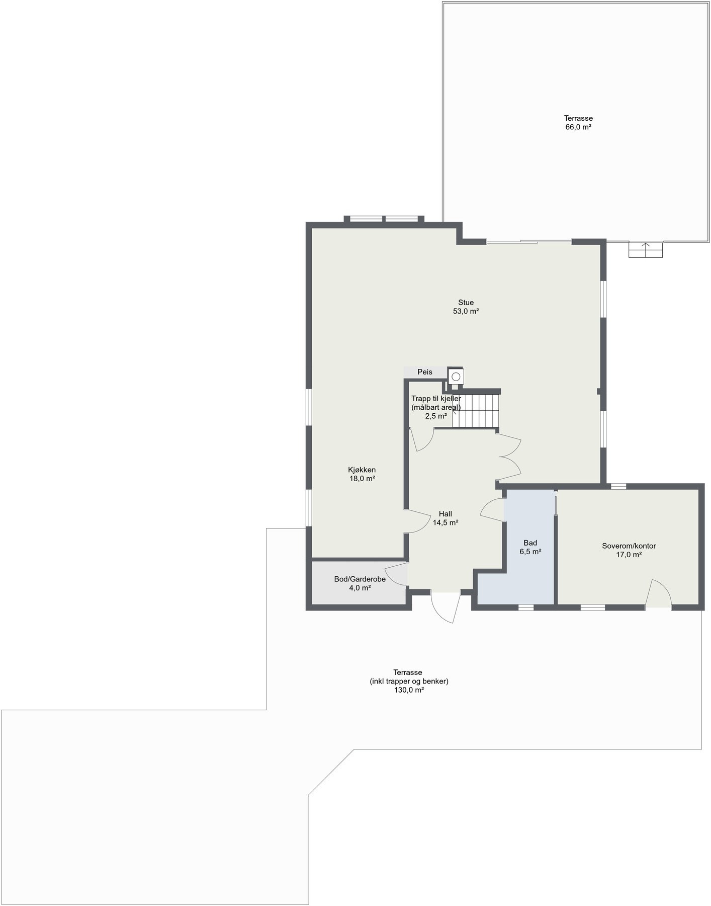 Planskisse med areal - 1. etasje Galleribilde
