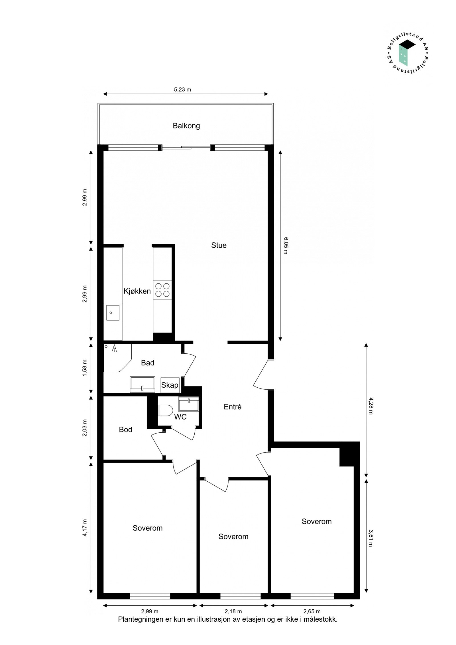 Målsatt plantegning Galleribilde