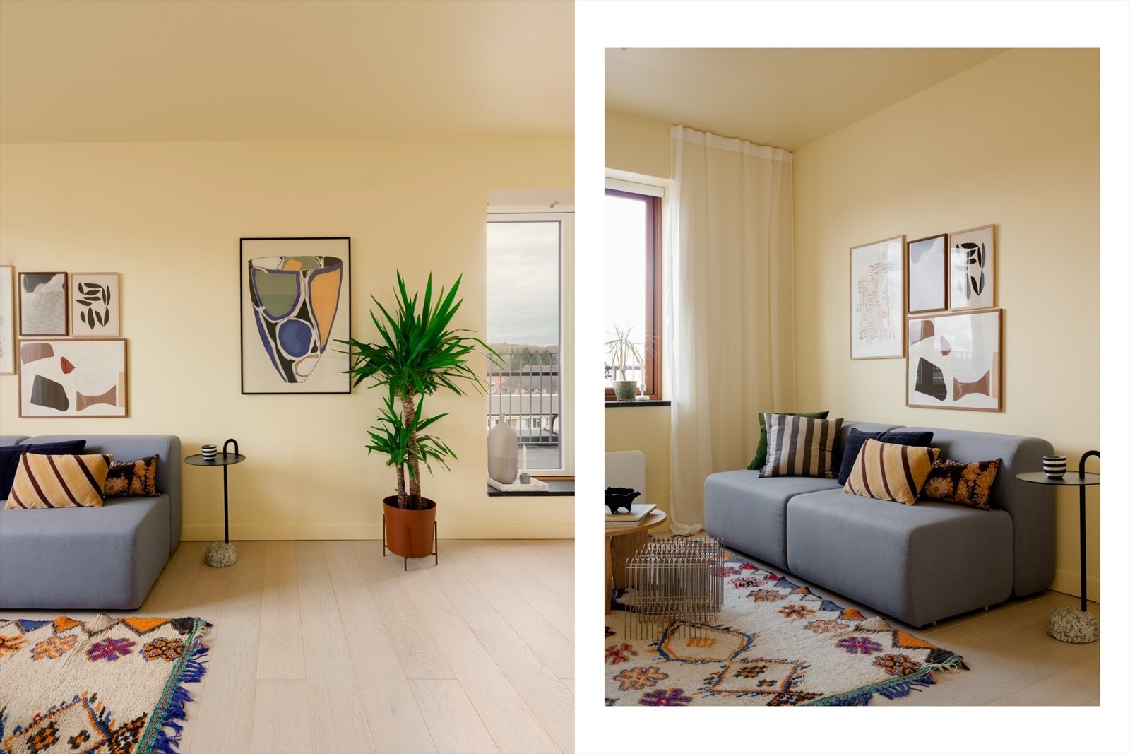 Den duse gultonen spiller godt med lyset, og skaper et tidløst og elegant inntrykk. Galleribilde