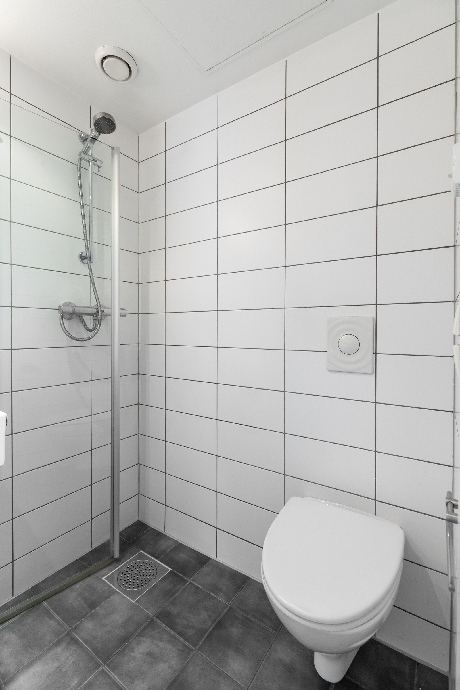 Dusjhjørne og vegghengt wc Galleribilde