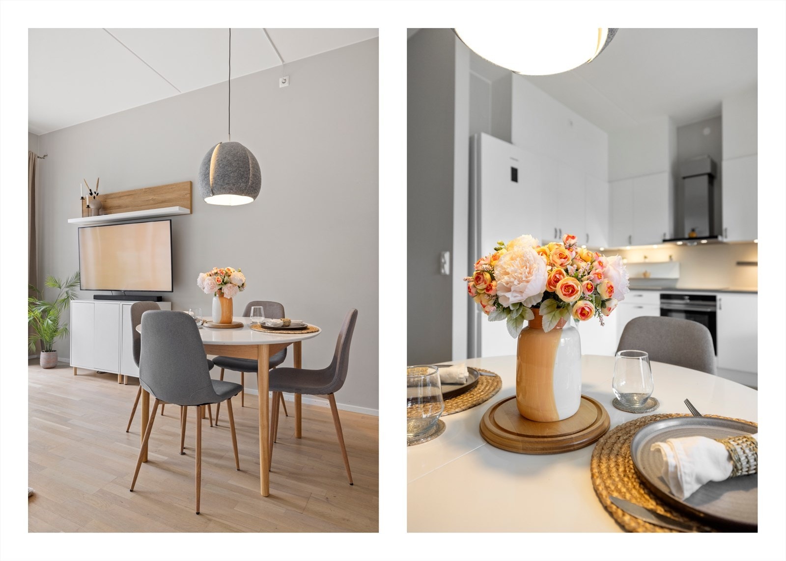 Plass til hyggelig spisegruppe i tilknytting til kjøkken med god plass for hele familien Galleribilde