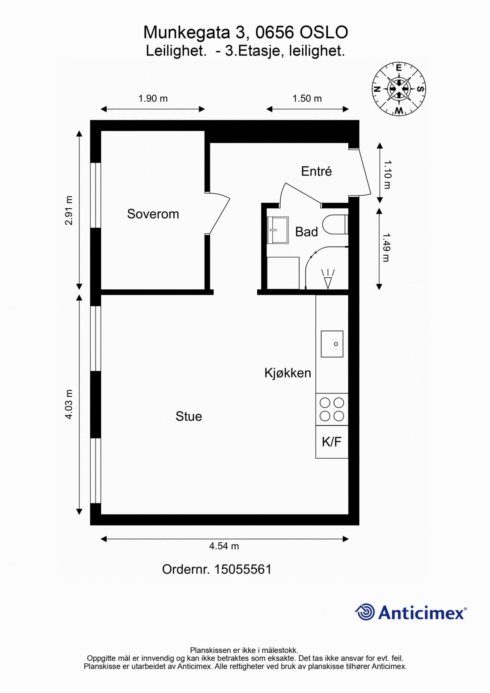 Dagens planløsning av leiligheten. Kom på visning for å planlegge hvordan du skal innrede din nye bolig. Galleribilde