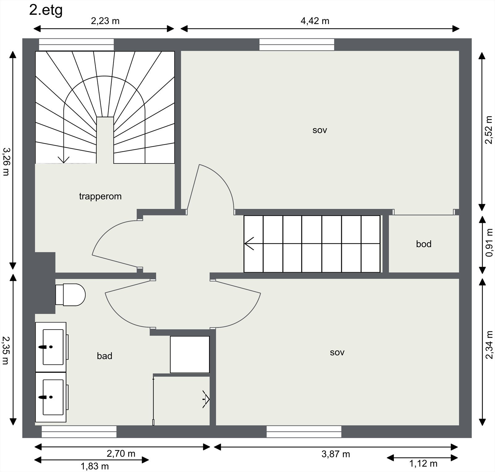 Plantegning 2. etasje Galleribilde