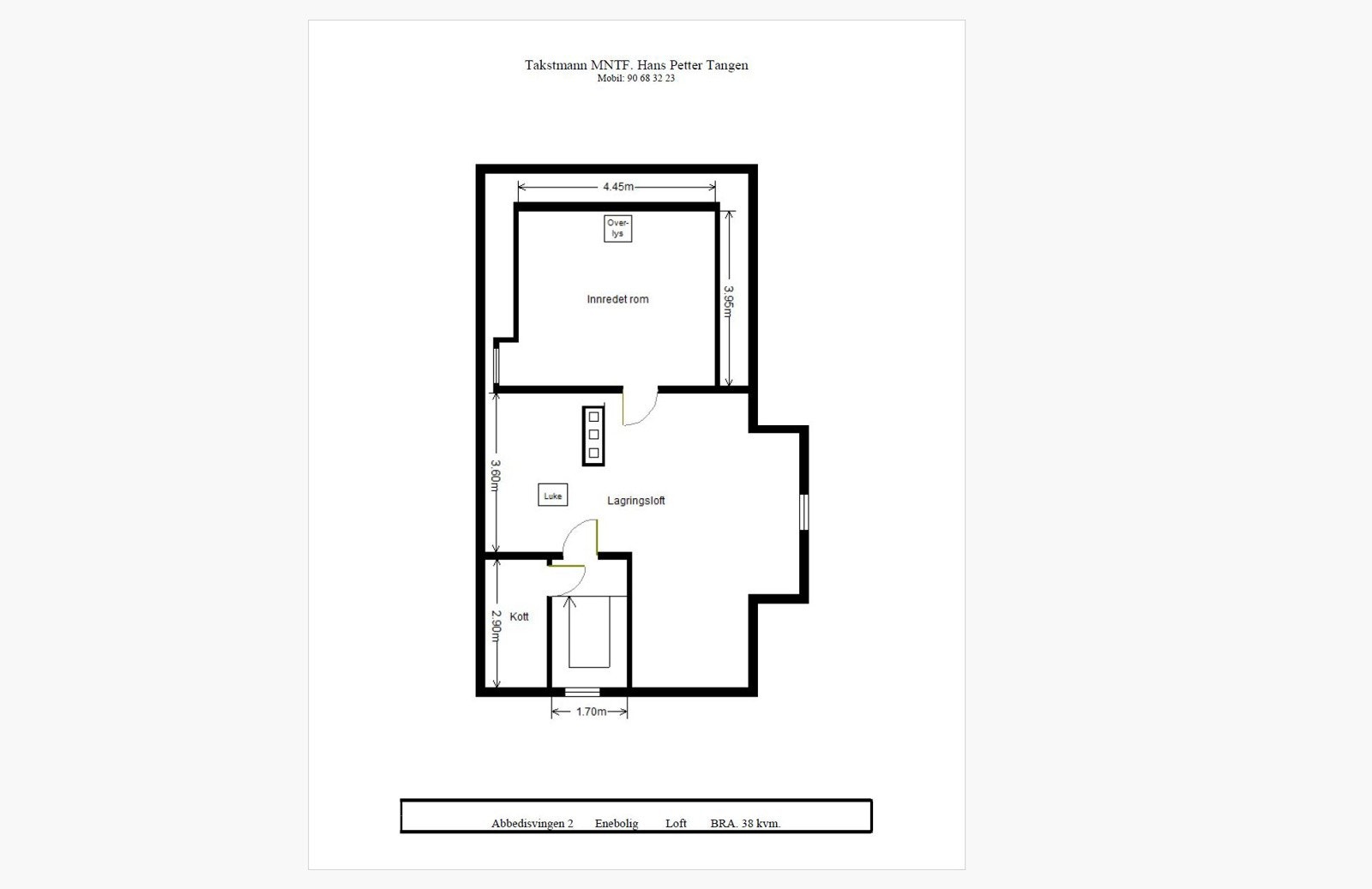 Planskisse over boligens loftsareal. Galleribilde