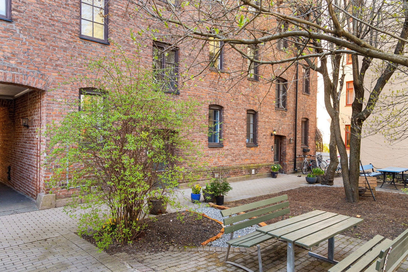 Hadde vi hatt én liten ekstra uke på oss, hadde det vært skikkelig grønt og frodig her. Nå er borettslaget i gang med planting i bed, og ønsker vår og sommer ordentlig velkommen. Galleribilde