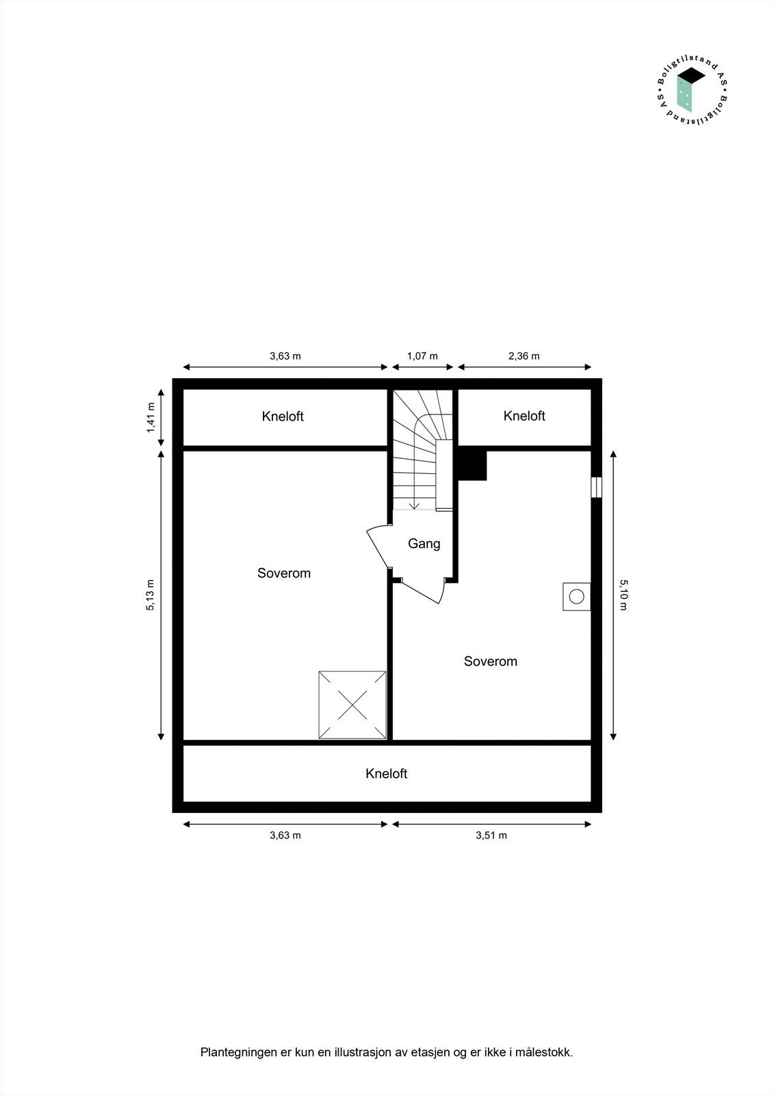 3. Etasje (Rommene er ikke godkjent for varig opphold) Galleribilde