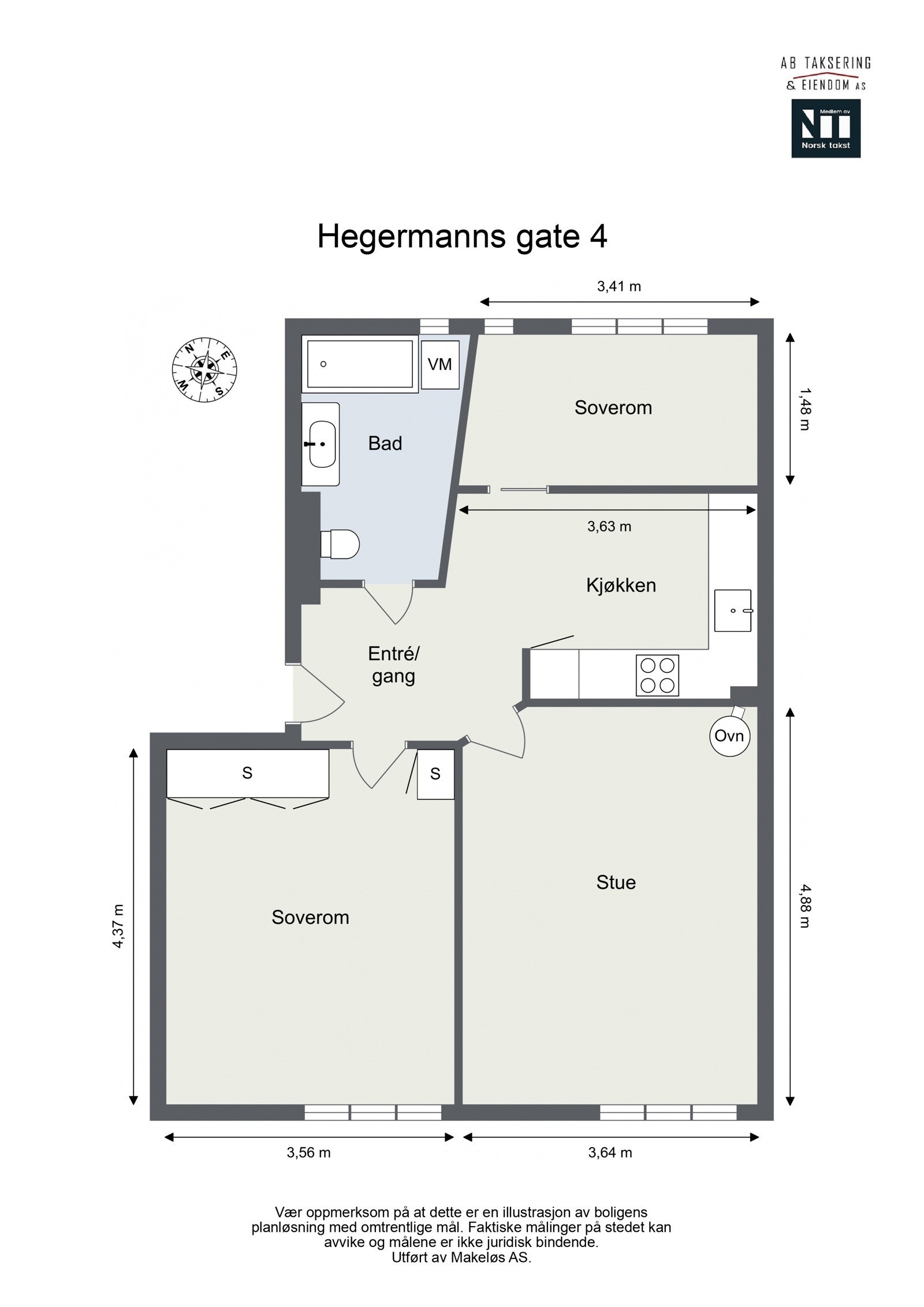 Vi kjører på med plantegningen allerede nå, slik at du får orientert deg før du blar videre. Galleribilde