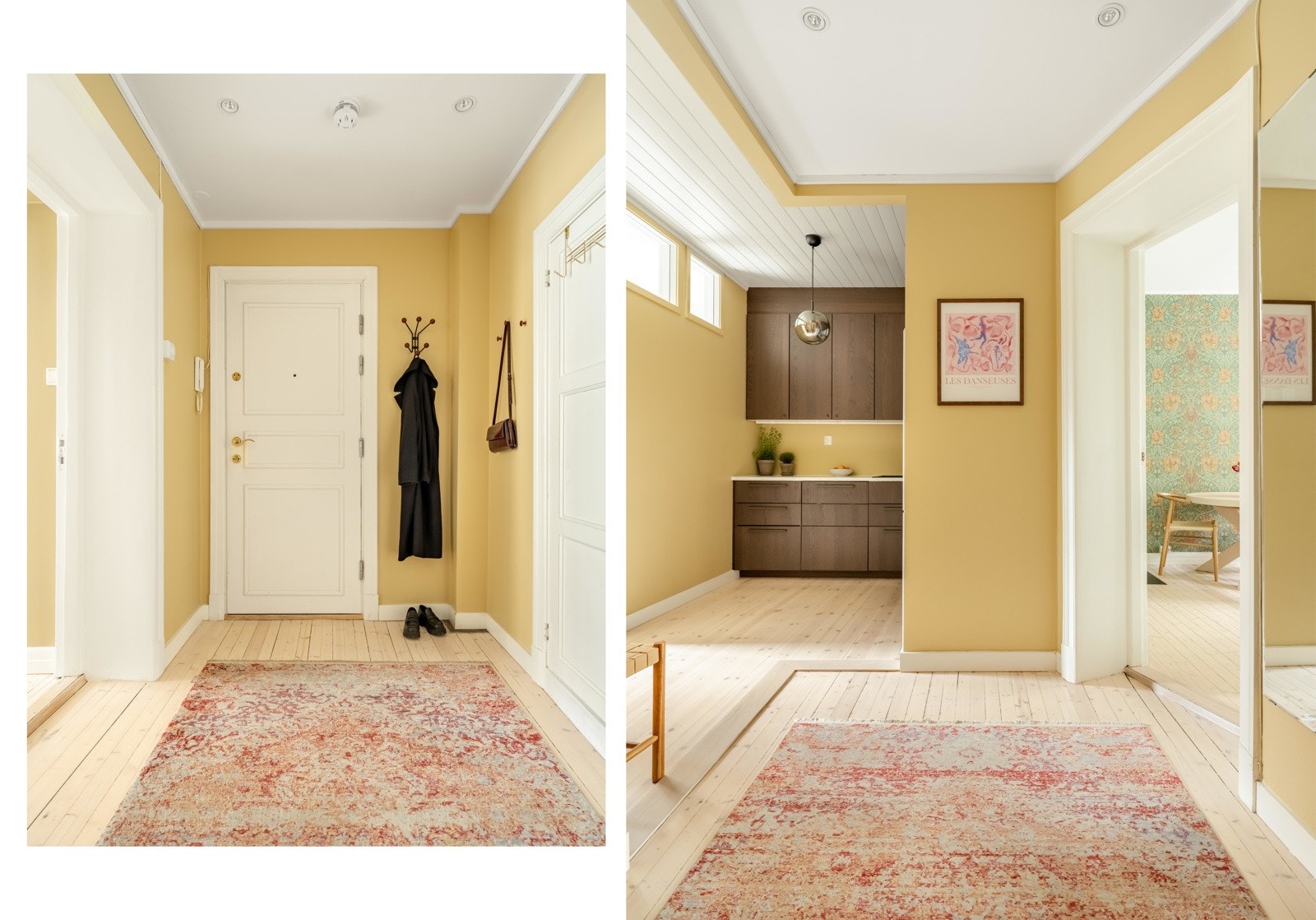 Entreen gir et veldig godt førsteinntrykk av leiligheten. Her er det god plass til å henge fra seg jakker og sette fra seg sko. Galleribilde