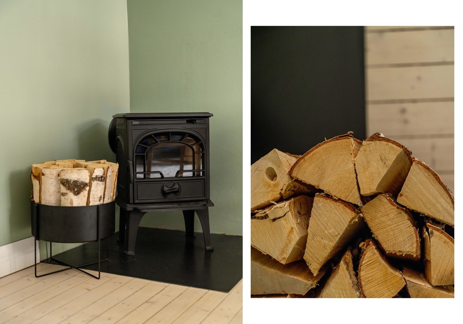 I hjørnet av stuen er det en lun peisovn fra Jøtul (ny i 2022). Vi lover at denne er gull verdt på kalde høst- og vinterdager. Galleribilde