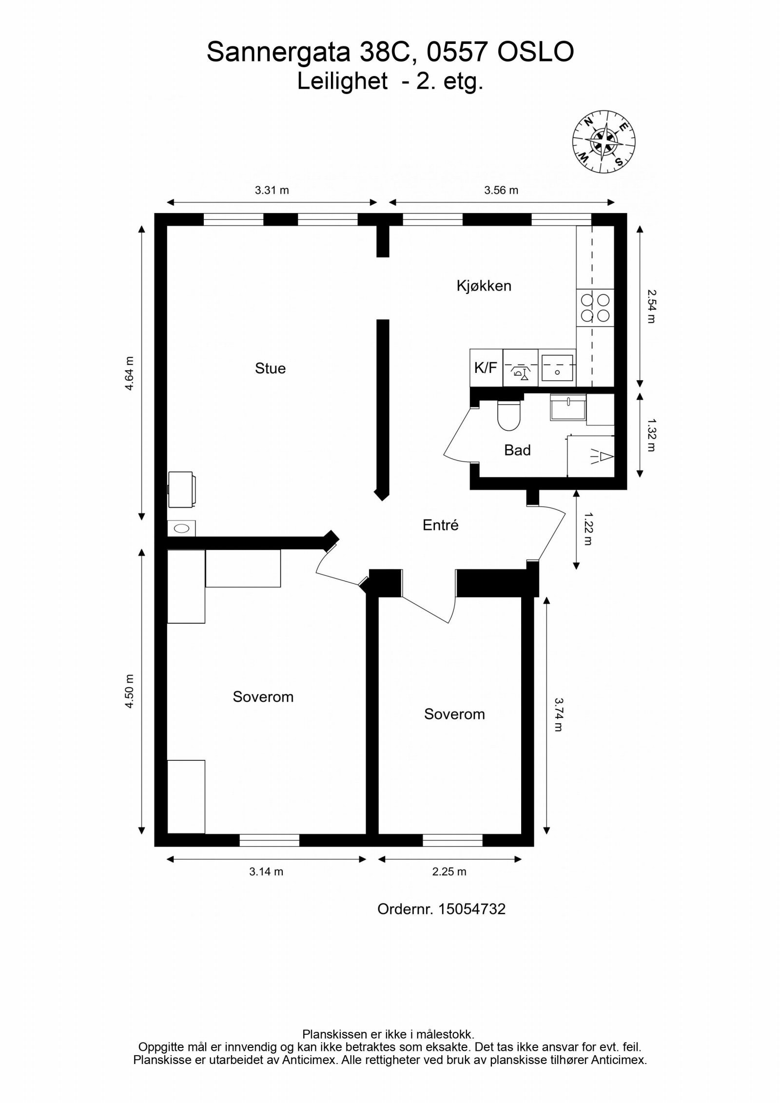 - Plantegning med mål. - Galleribilde