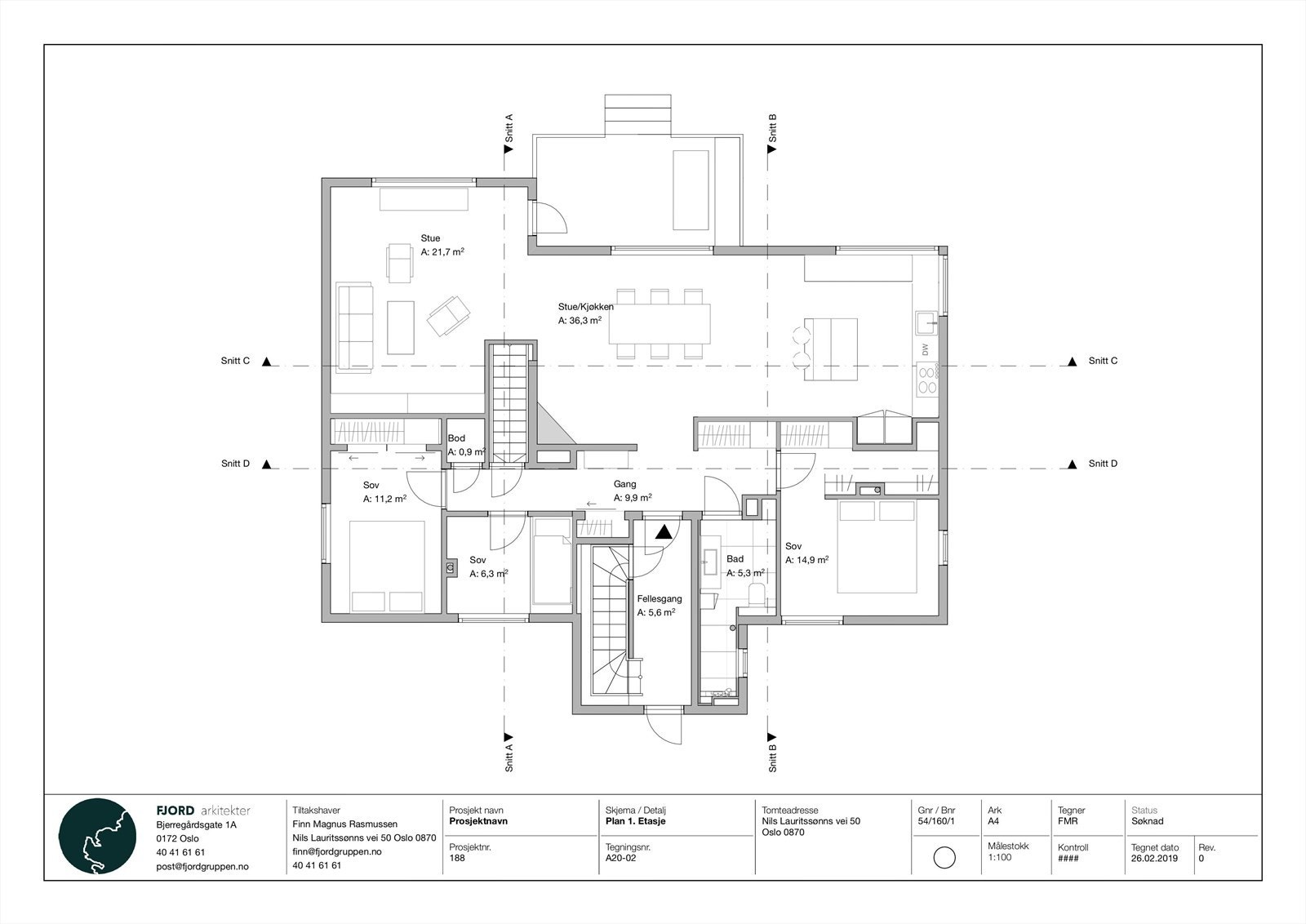 Planskisse 1 etg. Galleribilde