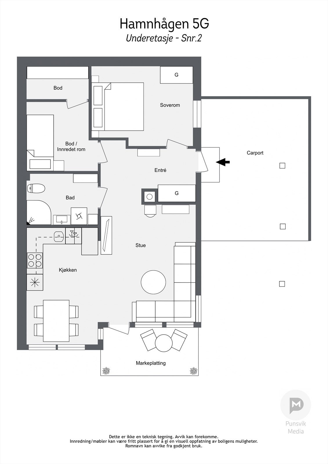 Vi tar en kjapp titt på planløsningen før vi beveger oss inn i leiligheten Galleribilde