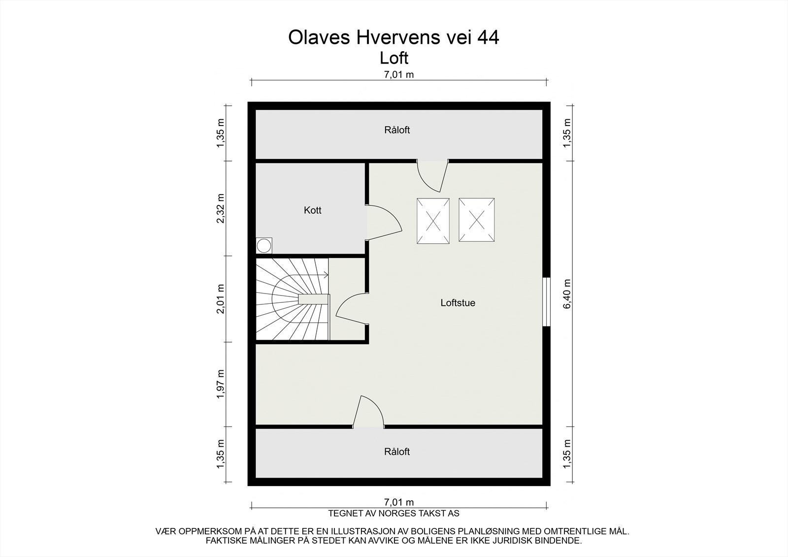 Plantegning av loftsetasje. Galleribilde