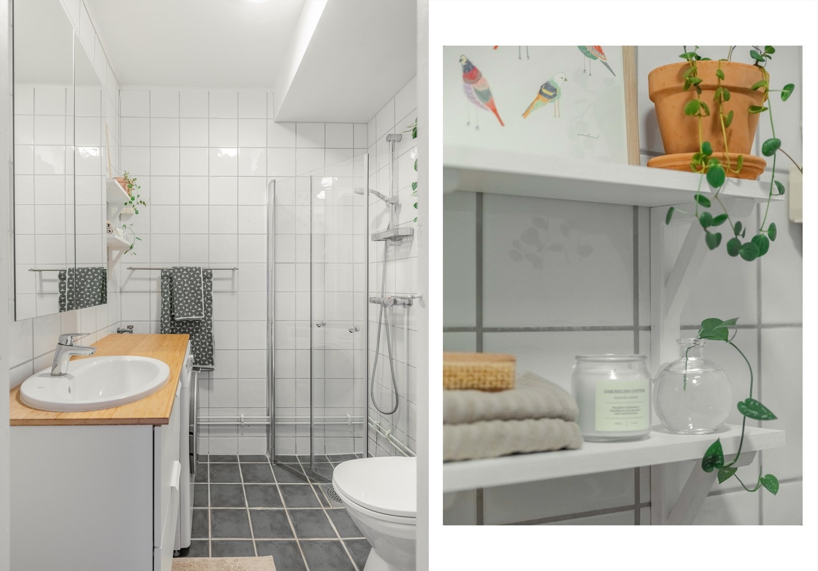 Opplegg for vaskemaskin. Badet ble rehabilitert i 2001 i regi av borettslaget. Galleribilde