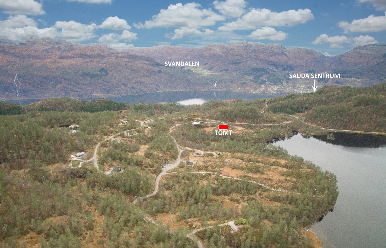 Oversikt hyttefelt , merket tomt Galleribilde