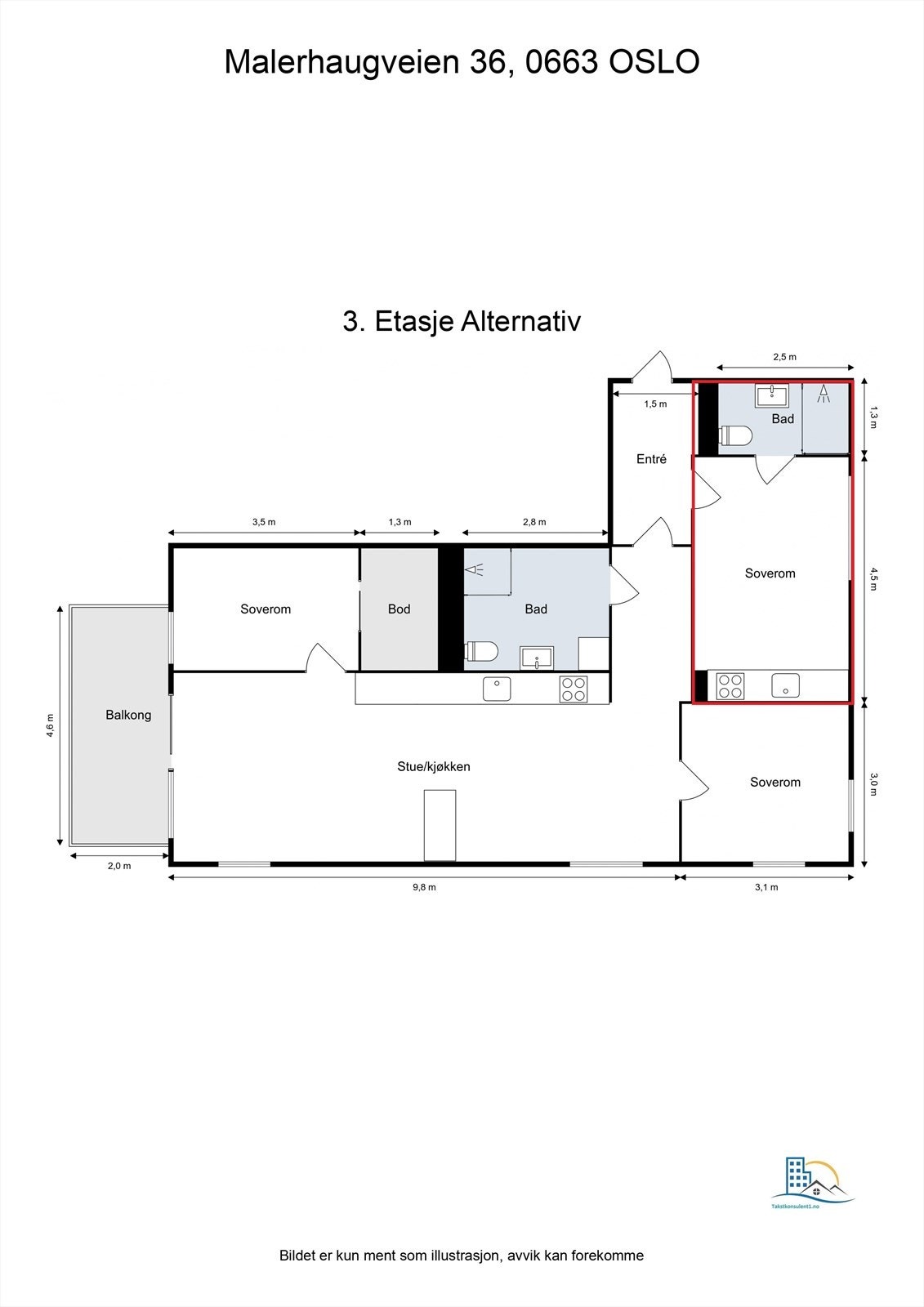 Det er mulig å leie ut deler av leiligheten som hybel. Det er tilrettelagt for etablering av kjøkken dersom man ønsker å gjøre denne delen av leiligheten om til hybel for utleie. Galleribilde