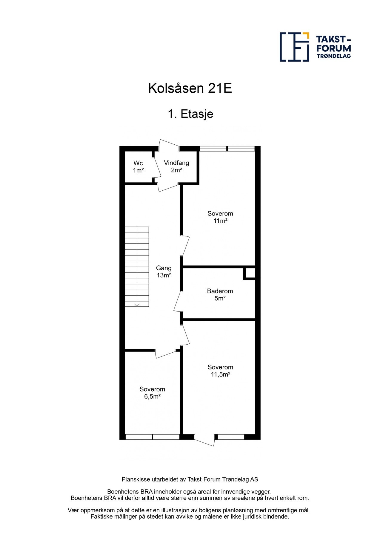 Planskisse 1.etg. med arealer Galleribilde