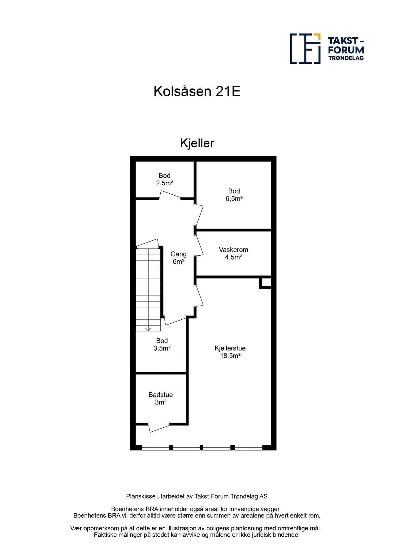 Planskisse kjeller med arealer Galleribilde