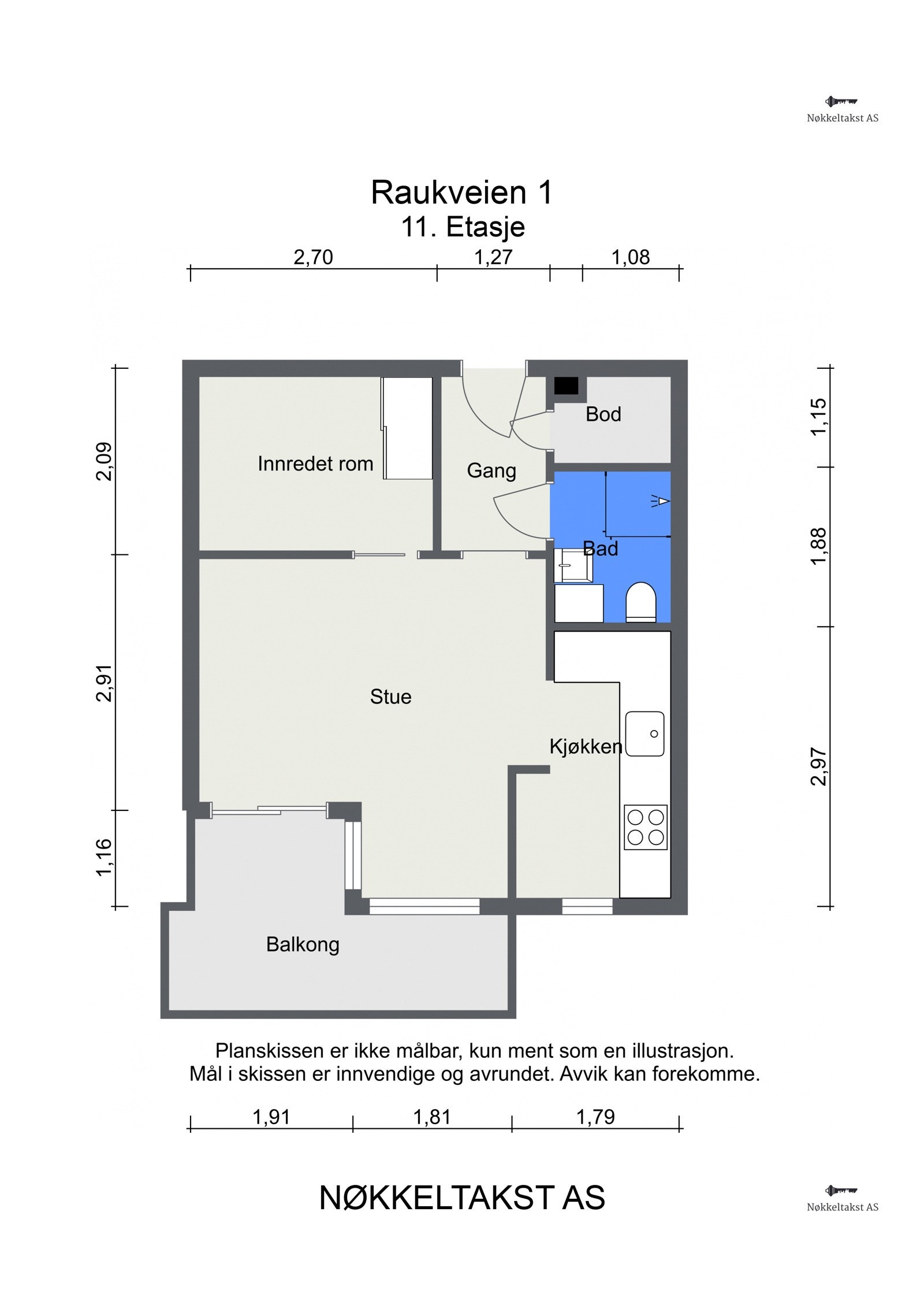 Plantegning Raukveien 1 - 11. Etasje Galleribilde