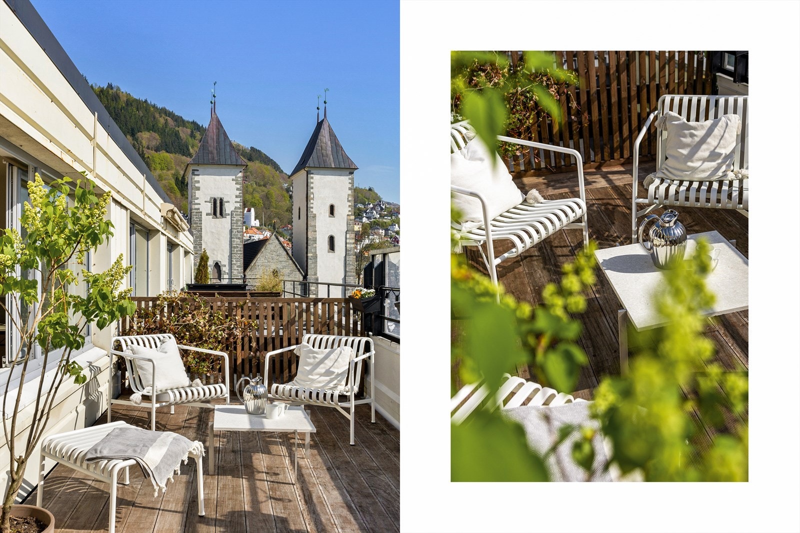 På terrassen er det plass blomsterkasser og møblering av flere sittegrupper. Galleribilde