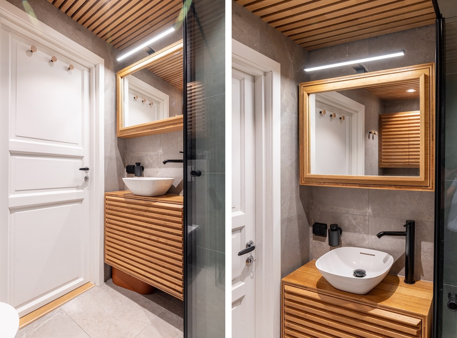 Varme i gulv - Godt med oppbevaringsplass i servantinnredning og skap Galleribilde